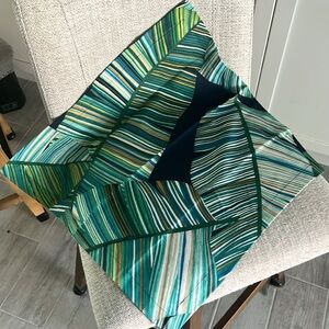 Williams Sonoma NEW 8 palm leaf napkins 100% cotton blue green aqua tropical